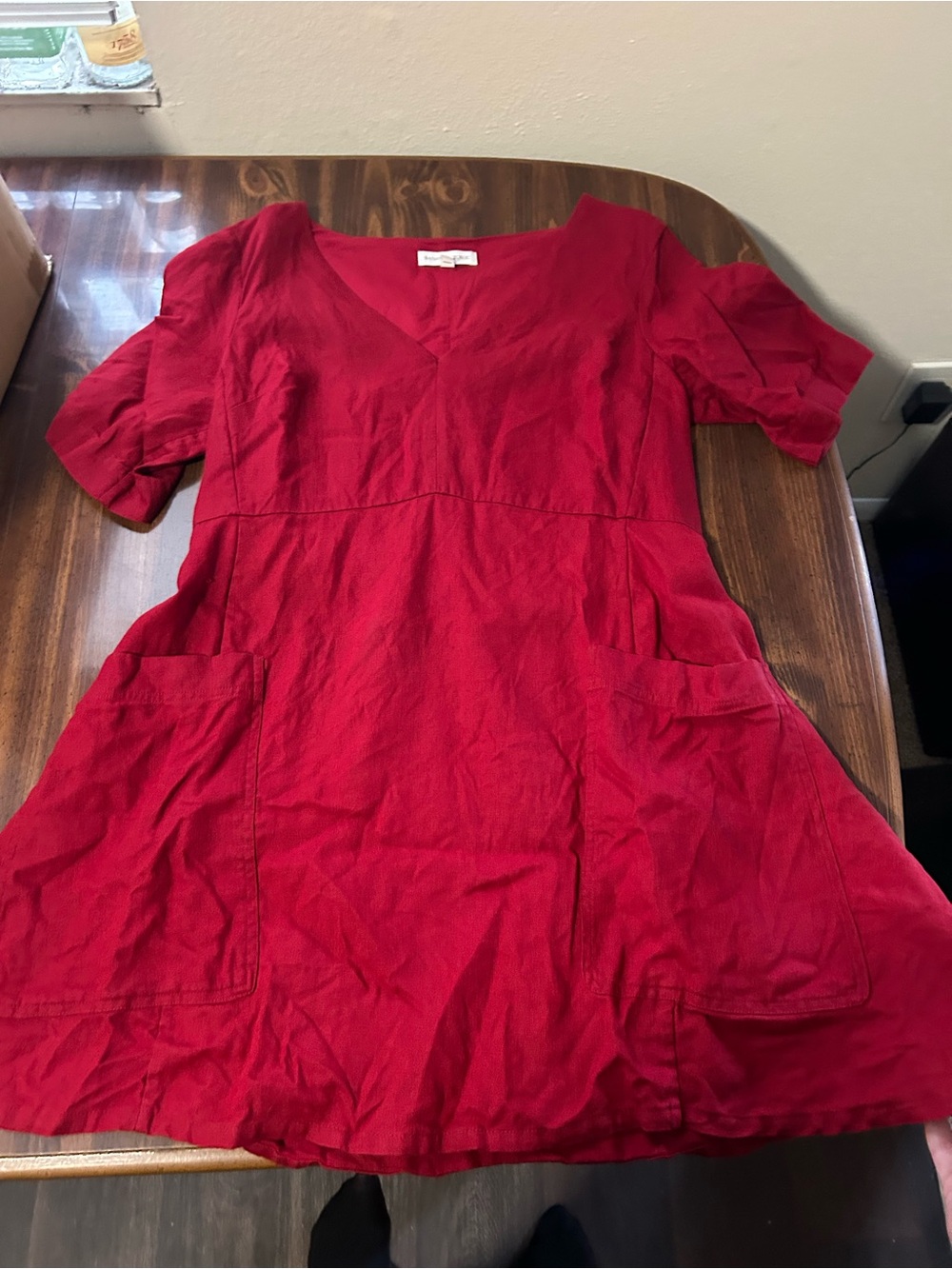 Banana Republic Red V-Neck Pocket Dress